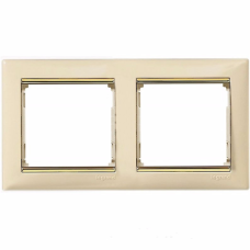 Рамка 2 посту, слонова кістка/золотий штрих 774152 Legrand Valena
