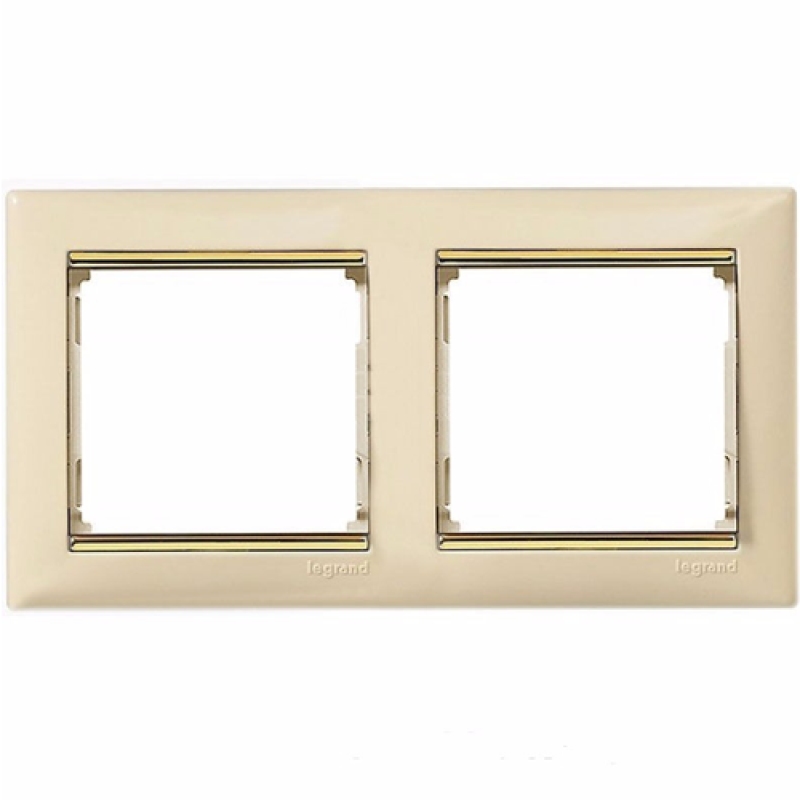 Рамка 2 посту, слонова кістка/золотий штрих 774152 Legrand Valena