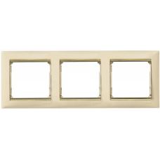 Рамка 3 посту, слонова кістка/золотий штрих 774153 Legrand Valena