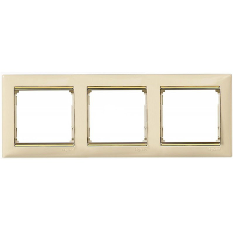 Рамка 3 посту, слонова кістка/золотий штрих 774153 Legrand Valena Рамка 3 посту, слонова кістка/золотий штрих 774153 Legrand Valena