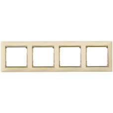 Рамка 4 посту, слонова кістка/золотий штрих 774154 Legrand Valena