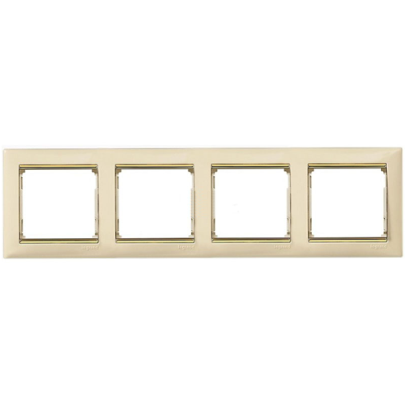 Рамка 4 посту, слонова кістка/золотий штрих 774154 Legrand Valena Рамка 4 посту, слонова кістка/золотий штрих 774154 Legrand Valena