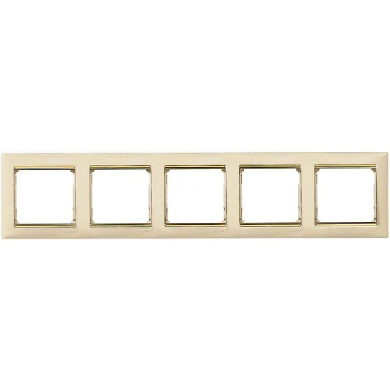 Рамка 5 постів, слонова кістка/золотий штрих 774155 Legrand Valena Рамка 5 постів, слонова кістка/золотий штрих 774155 Legrand Valena