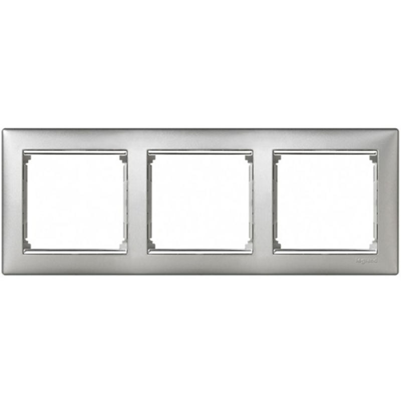Рамка 3 посту, алюміній/срібний штрих 770353 Legrand Valena Рамка 3 посту, алюміній/срібний штрих 770353 Legrand Valena