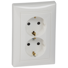 Розетка подвійна із заземленням із захисними шторками, 16А, білий, 774427 Legrand Valena