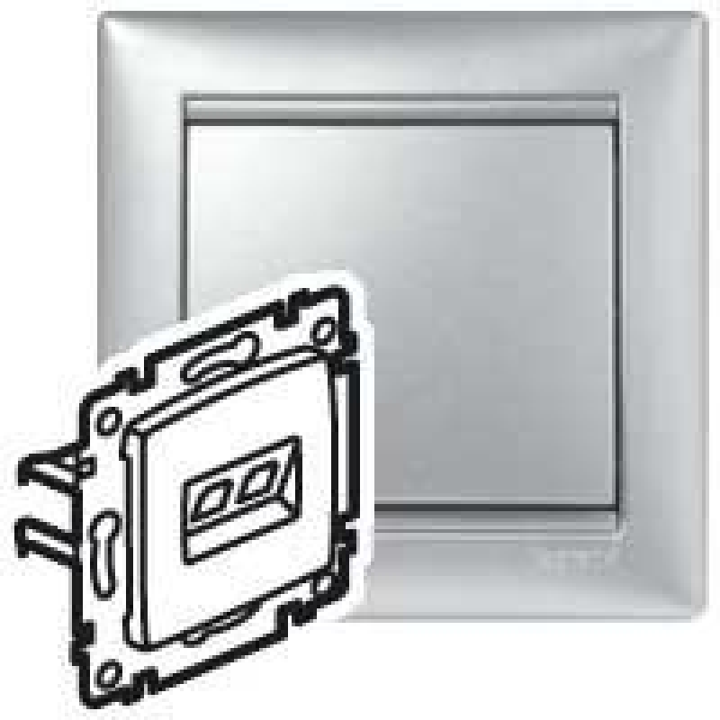 Механізм розетки комп“ютерний RJ45 кат, 5 UTP подвійна, алюміній, Legrand 770231 Valena