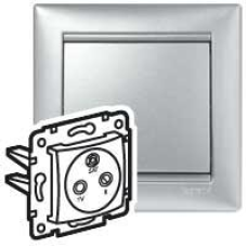 Механізм розетки TV-FM-SAT проста 2400 МГц 1,5дб, алюміній, Legrand 770135 Valena
