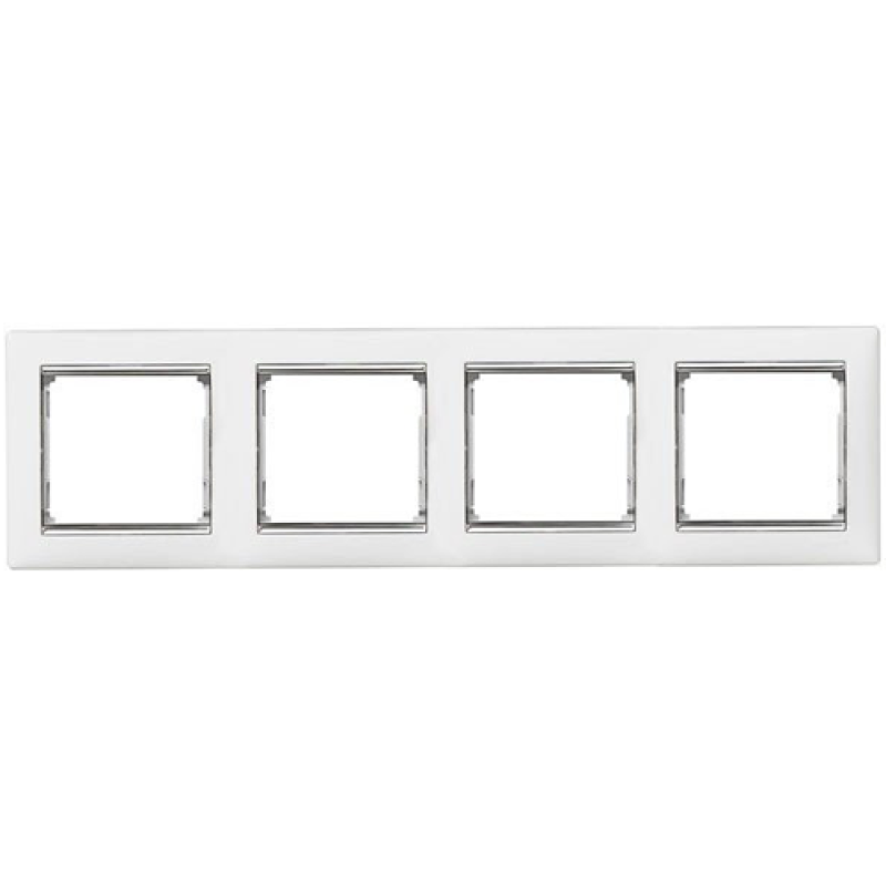Рамка 4 посту, білий/срібний штрих 770494 Legrand Valena Рамка 4 посту, білий/срібний штрих 770494 Legrand Valena