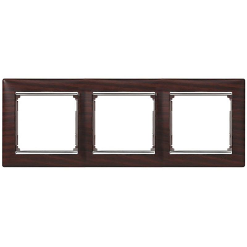 Рамка 3 посту, темне дерево/срібний штрих 770373 Legrand Valena Рамка 3 посту, темне дерево/срібний штрих 770373 Legrand Valena