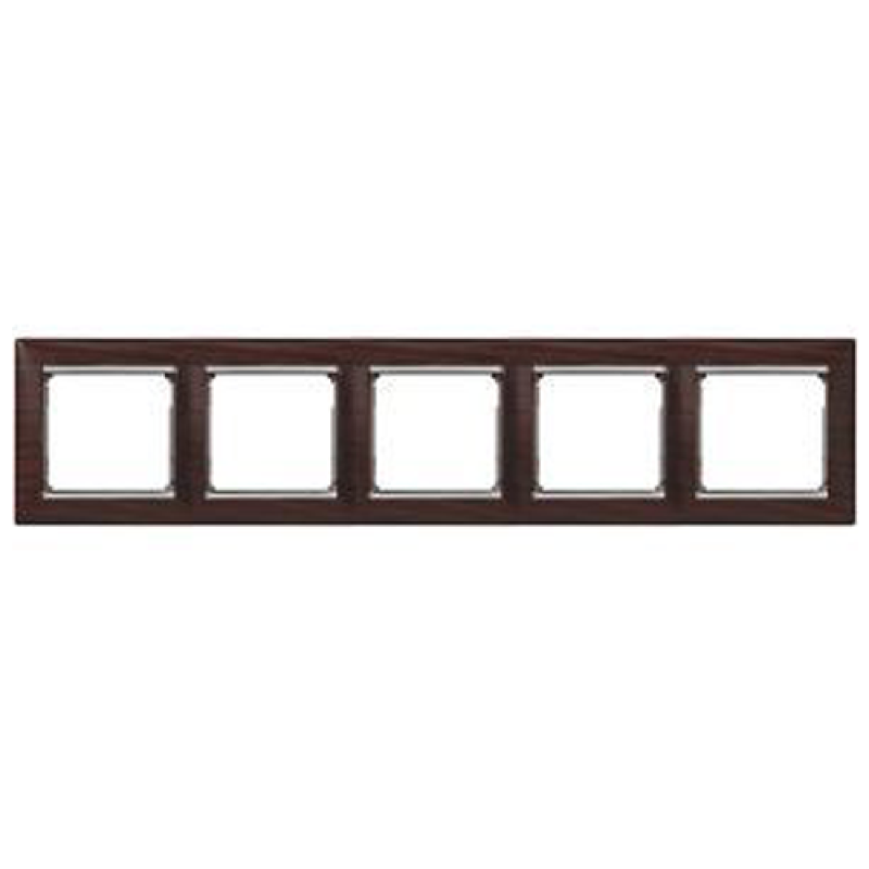 Рамка 5 постів, темне дерево/срібний штрих 770375 Legrand Valena Рамка 5 постів, темне дерево/срібний штрих 770375 Legrand Valena