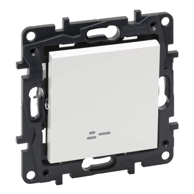 Вимикач одноклавішний з підсвіткою, білий, Niloe Step Legrand