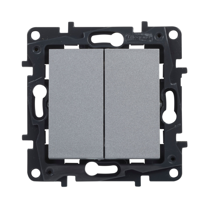 Вимикач прохідний двоклавішний, алюміній, Niloe Step Legrand