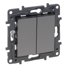 Вимикач прохідний двоклавішний, сталь, Niloe Step Legrand