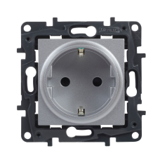 Розетка електрична зі шторками, сталь, Niloe Step Legrand