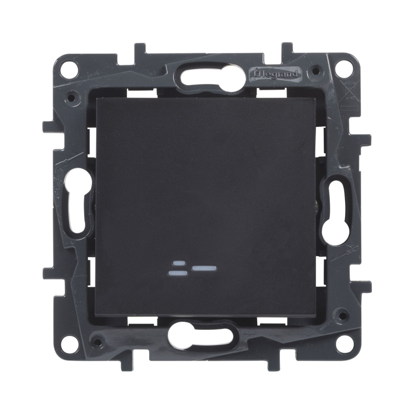 Вимикач прохідний одноклавішний з підсвіткою, чорний, Niloe Step Legrand