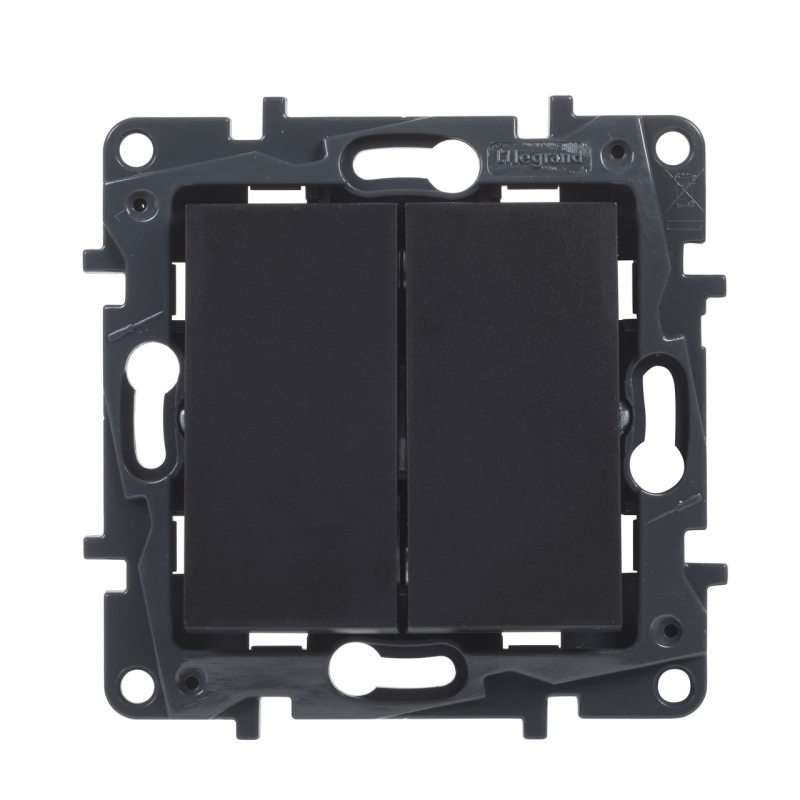 Вимикач прохідний двоклавішний, чорний, Niloe Step Legrand