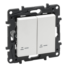 Вимикач прохідний двоклавішний з підсвіткою, білий, Niloe Step Legrand