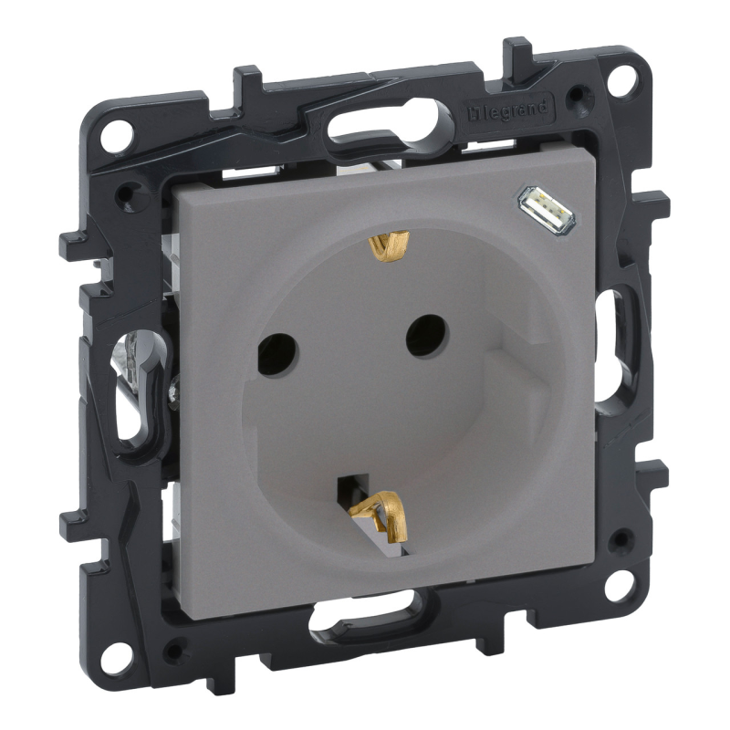 Розетка електрична з USB Тип C 1,5 A, алюміній, Niloe Step Legrand Розетка електрична з USB Тип C 1,5 A, алюміній, Niloe Step Legrand