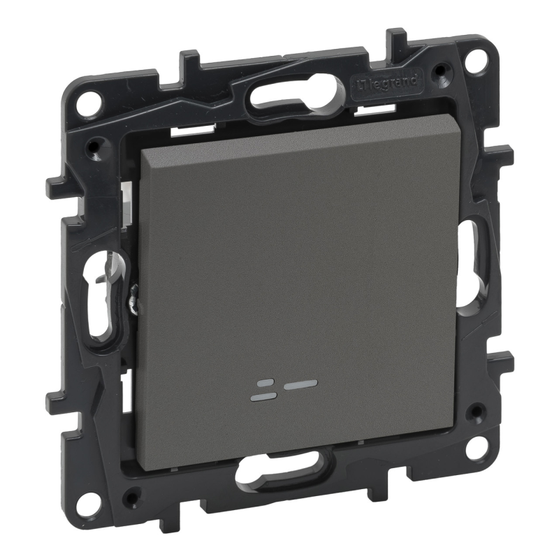 Вимикач прохідний одноклавішний з підсвіткою, сталь, Niloe Step Legrand