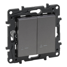 Вимикач прохідний двоклавішний з підсвіткою, сталь, Niloe Step Legrand