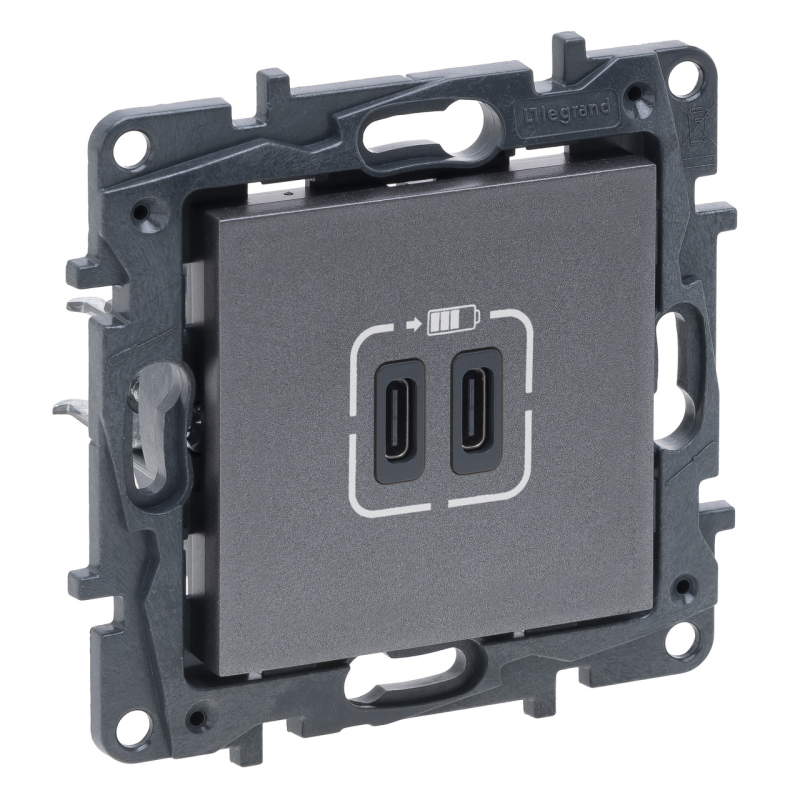 Розетка USB тип C+C 15 Вт 5 В, сталь, Niloe Step Legrand