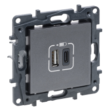 Розетка USB тип А+C 12 Вт + 15 Вт 5 В, сталь, Niloe Step Legrand