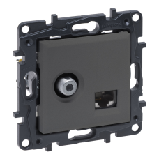 Розетка комбінована TV тип F і RJ45 CAT6 UTP, сталь, Niloe Step Legrand