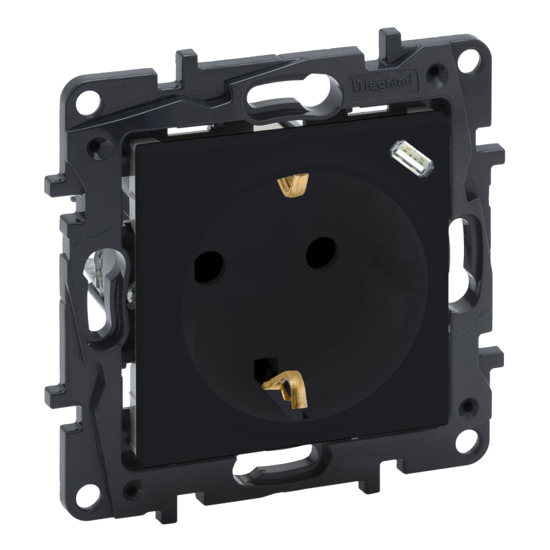 Розетка електрична з USB Тип C 1,5 A, чорний, Niloe Step Legrand Розетка електрична з USB Тип C 1,5 A, чорний, Niloe Step Legrand