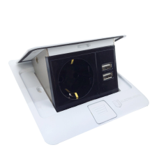 Розетка для підлоги врізна  Біла 16 А  + 2 USB 2,1 А IP44