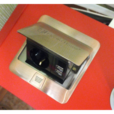 Розетка для підлоги врізна з заземленням антична мідь  16 А  + 2 USB  2,1 А IP44