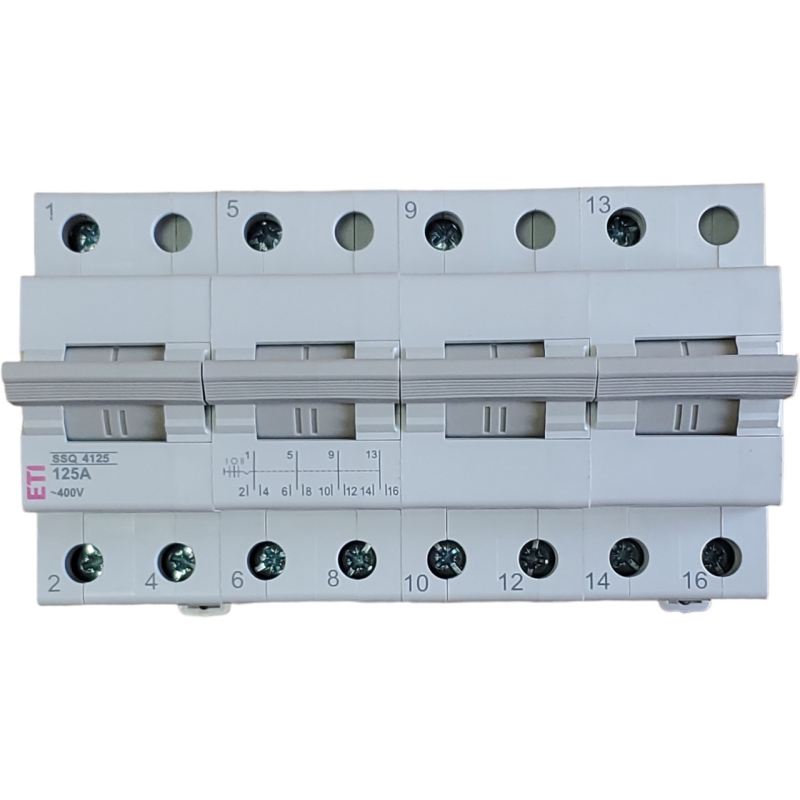 Перемикач навантаження ETI SSQ 4125 трипозиційний 4P 125A 1-0-2 240/415V~ Перемикач навантаження ETI SSQ 4125 трипозиційний 4P 125A 1-0-2 240/415V~