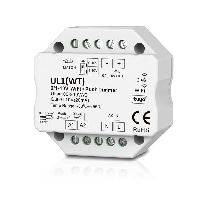 Usmart Dim (0/1-10V) UL1(WT) Вбудований димер WiFi Tuya + RF + Push AC