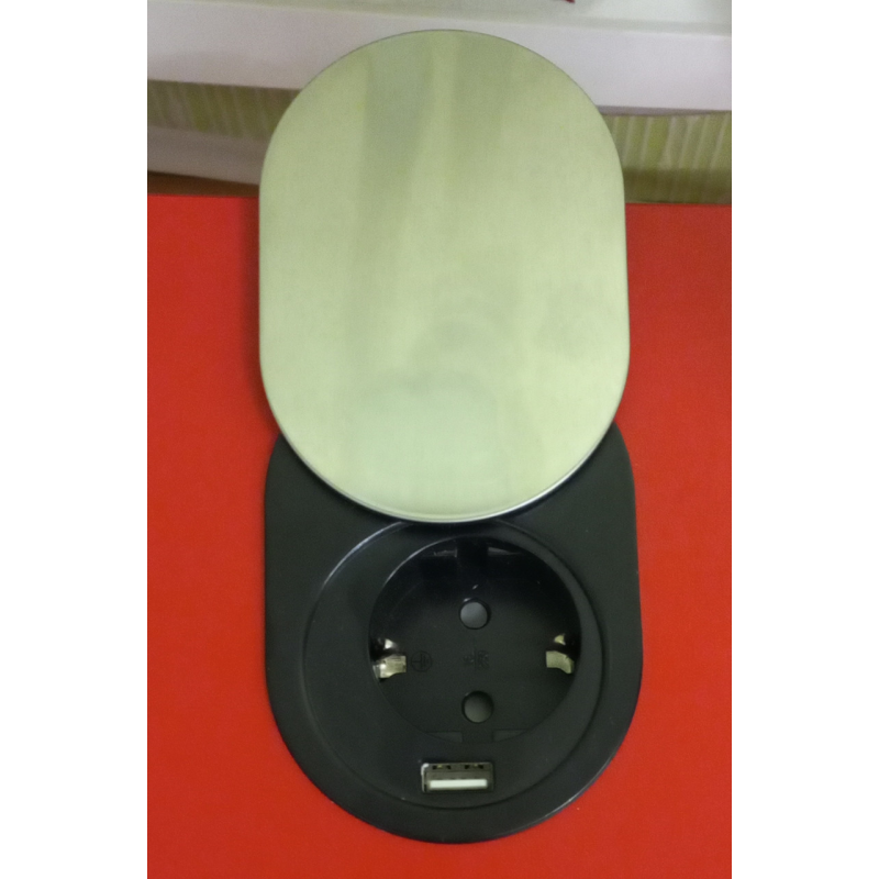 Меблева розетка  1 x 16 А  , 1 x USB 2,4 А, провід 3 x 1.5 mm²