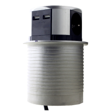 Меблева розетка 3 x 16 А , 2 x USB 2,4 А , металл + провід 3 x 1.5 mm²