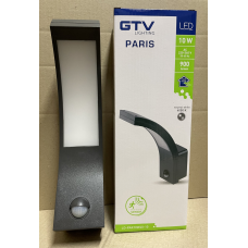 Світильник 10W Настінний Фасадний Led Paris З Датчиком Руху, Ip54, 9M, 4000K, Чорний GTV