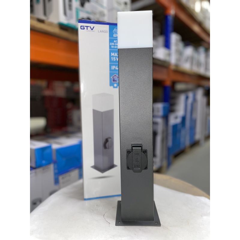 Світильник Садовий З Розеткою Largo-P 50, E27, Max.15W, Ip44, Столик, графіт (Os-Largp40G-30) GTV