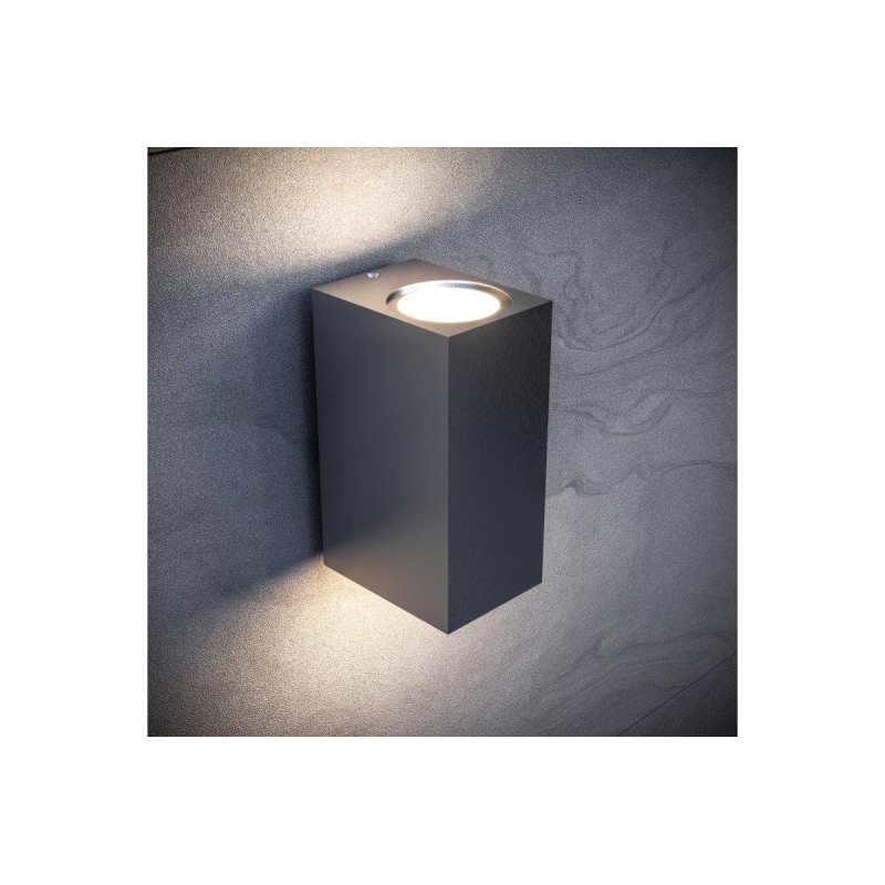 Світильник Настінний Tiago (Подвійний), Max.2X35W, Gu10, Ip54, Чорний, Квадрат GTV Світильник Настінний Tiago (Подвійний), Max.2X35W, Gu10, Ip54, Чорний, Квадрат GTV