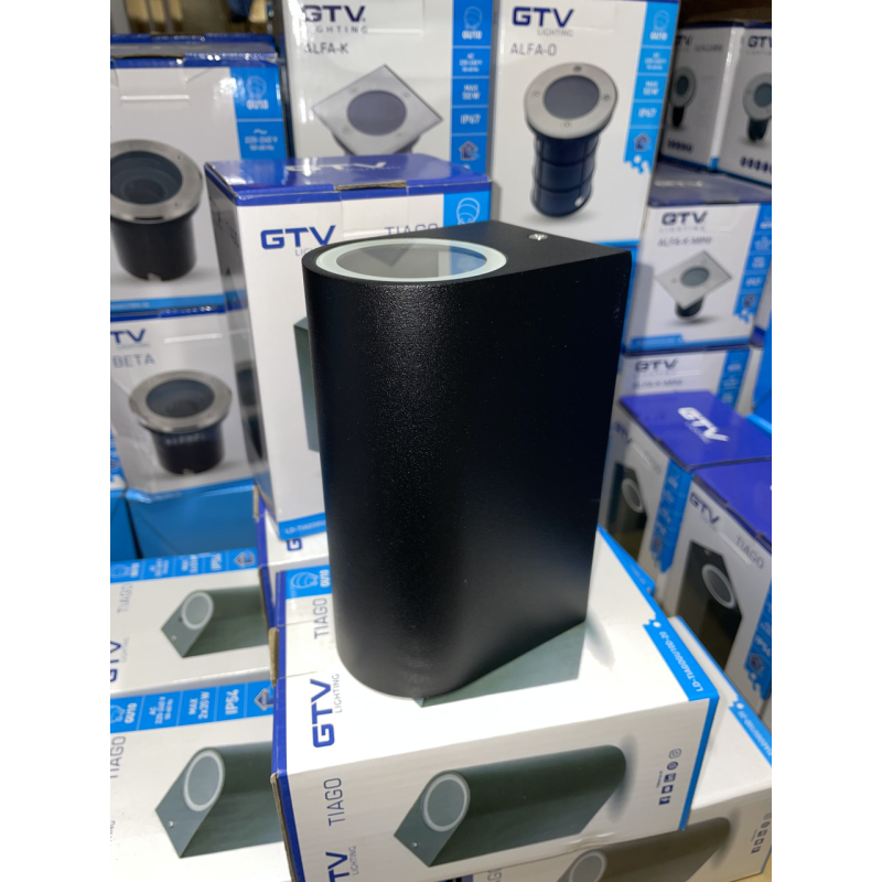 Світильник Настінний Tiago (Подвійний), Gu10, Max. 2X35W, Ip54, Чорний, Овал GTV Світильник Настінний Tiago (Подвійний), Gu10, Max. 2X35W, Ip54, Чорний, Овал GTV