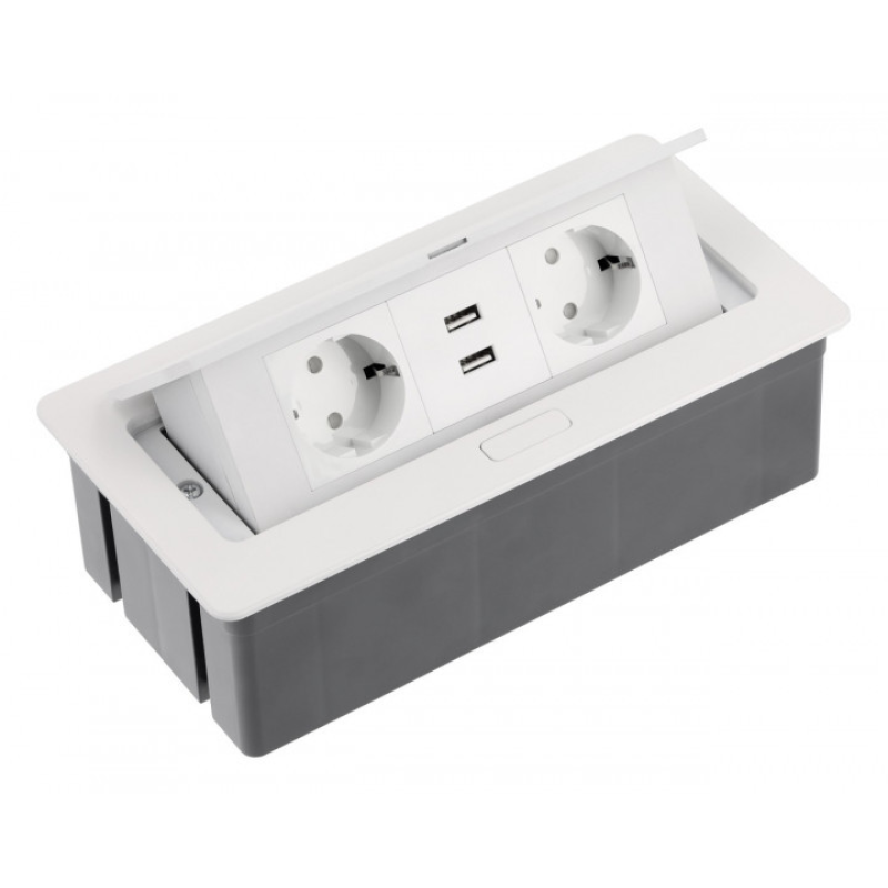 Подовжувач Вбудований Soft 2Xгн. Schuko, 2Xusb 2.1A 5V, Кабель 1.5 м, Білий (Ae-Pbsuc2Gs-10) GTV Подовжувач Вбудований Soft 2Xгн. Schuko, 2Xusb 2.1A 5V, Кабель 1.5 м, Білий (Ae-Pbsuc2Gs-10) GTV