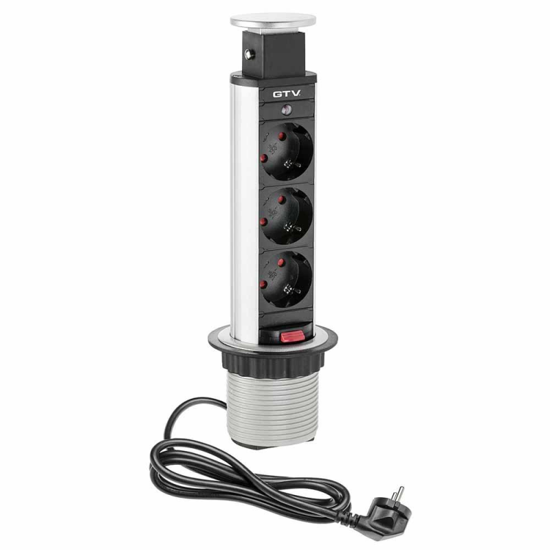 Подовжувач Висувний Врізний Прихований D60Mm, 3 гнізда Schucko (Ae-Bpw3S60-80) GTV Подовжувач Висувний Врізний Прихований D60Mm, 3 гнізда Schucko (Ae-Bpw3S60-80) GTV