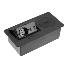 Подовжувач Вбудований Avaro Plus Індукційна Зарядка, 1 Роз. Schuko, Usb A+C 1,5 м, Чорний GTV