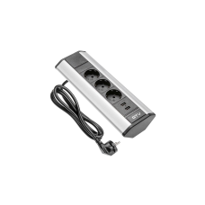 Подовжувач Для Офісу Ae-Pbkt3S2U-80, Кутовий, 3 X гнізда Schuko, 2Xusb 2.1A 5V, Срібний GTV
