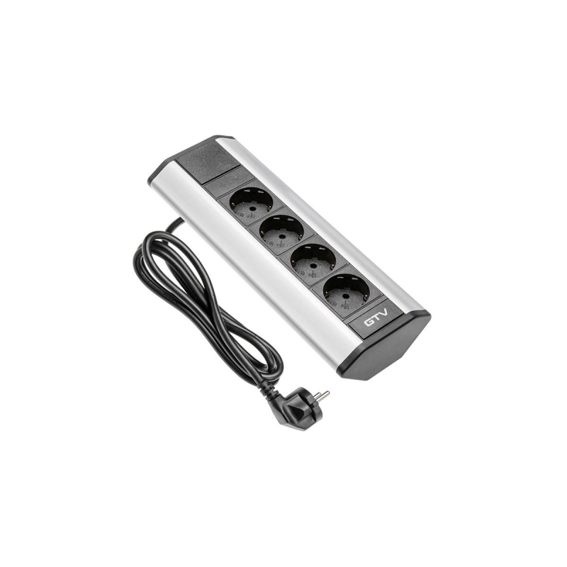 Подовжувач Для Офісу Ae-Pbkt4S-80, Кутовий, 4 X гнізда Schuko, Срібний GTV Подовжувач Для Офісу Ae-Pbkt4S-80, Кутовий, 4 X гнізда Schuko, Срібний GTV