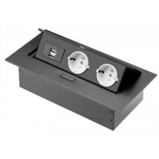 Подовжувач Для Офісу Врізний В Стіл 2Xрозетка Schucko, 2Xusb, Без Кабелю, Чорний (Ae-Pbu02Gs-20) GTV
