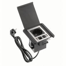 Подовжувач Врізний Квадратний Flip, 1Xschuko, 2Xusb A, 1Xrj45, 1Xhdmi, Кабель З Вилкою 1,5М, Чорний (Ae-Gm1Sfli-20) GTV