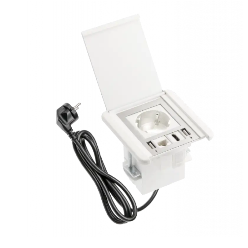 Подовжувач Врізний Квадратний Flip, 1Xschuko, 2Xusb A, 1Xrj45, 1Xhdmi, Кабель З Вилкою 1,5М, Білий(Ae-Gm1Ssli-10) GTV Подовжувач Врізний Квадратний Flip, 1Xschuko, 2Xusb A, 1Xrj45, 1Xhdmi, Кабель З Вилкою 1,5М, Білий(Ae-Gm1Ssli-10) GTV