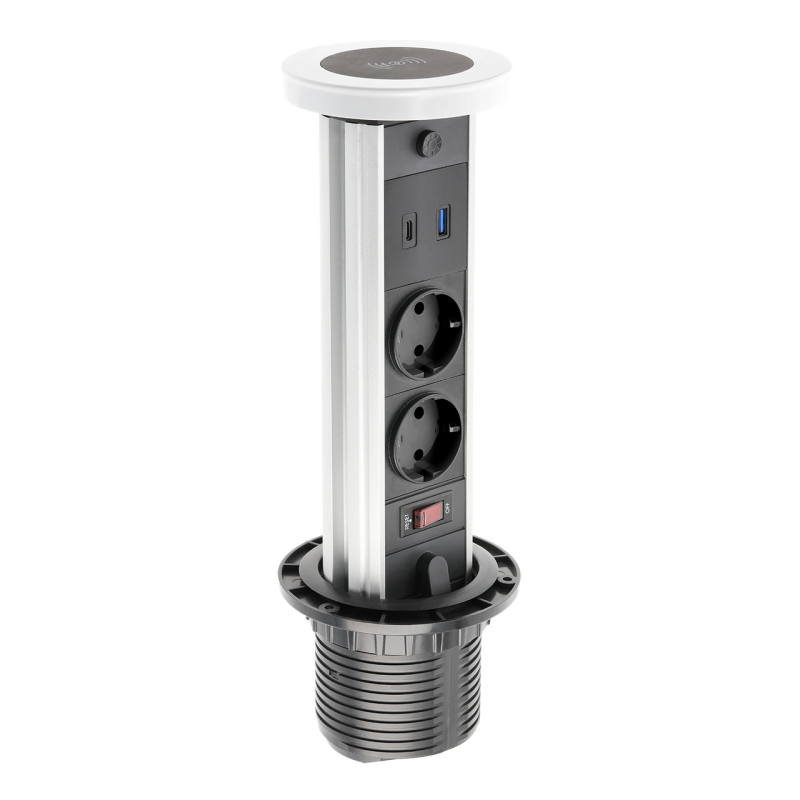 Подовжувач Вбудований Camino, Індукційна Зарядка, 2X Роз. Schuko, Usb A+C 10W, 1,5 м, Білий GTV Подовжувач Вбудований Camino, Індукційна Зарядка, 2X Роз. Schuko, Usb A+C 10W, 1,5 м, Білий GTV