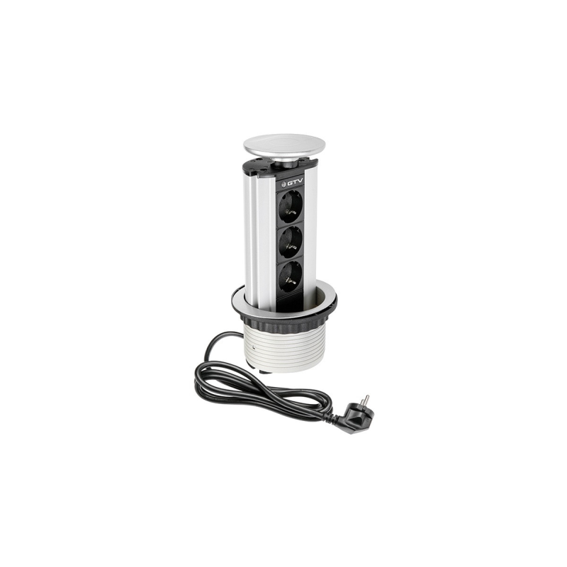 Подовжувач Для Офісу Ae-Bpw3Gs-80 (Вбудовується В Стіл), 3 гнізда Schucko, Срібний GTV Подовжувач Для Офісу Ae-Bpw3Gs-80 (Вбудовується В Стіл), 3 гнізда Schucko, Срібний GTV