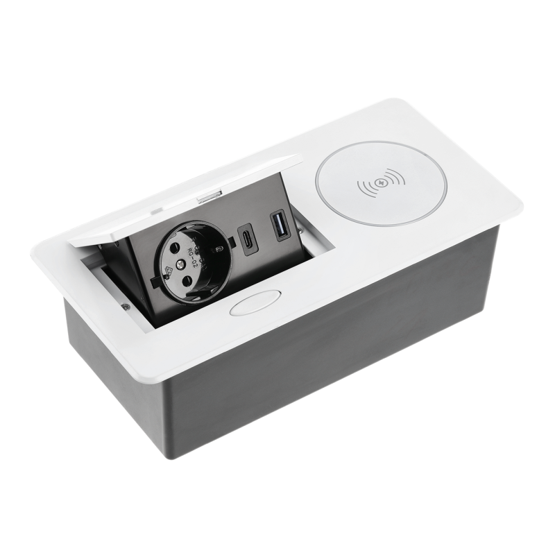 Подовжувач Вбудований Avaro Plus Індукційна Зарядка, 1 Роз. Schuko, Usb A+C 1,5 м, Білий GTV Подовжувач Вбудований Avaro Plus Індукційна Зарядка, 1 Роз. Schuko, Usb A+C 1,5 м, Білий GTV