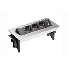 Подовжувач Настільний Без Нижнього Корпусу, 3X гн. Schucko, Інокс, З Кабелем 1,5 метра (Ae-Pbc3Gs-51Bk) GTV